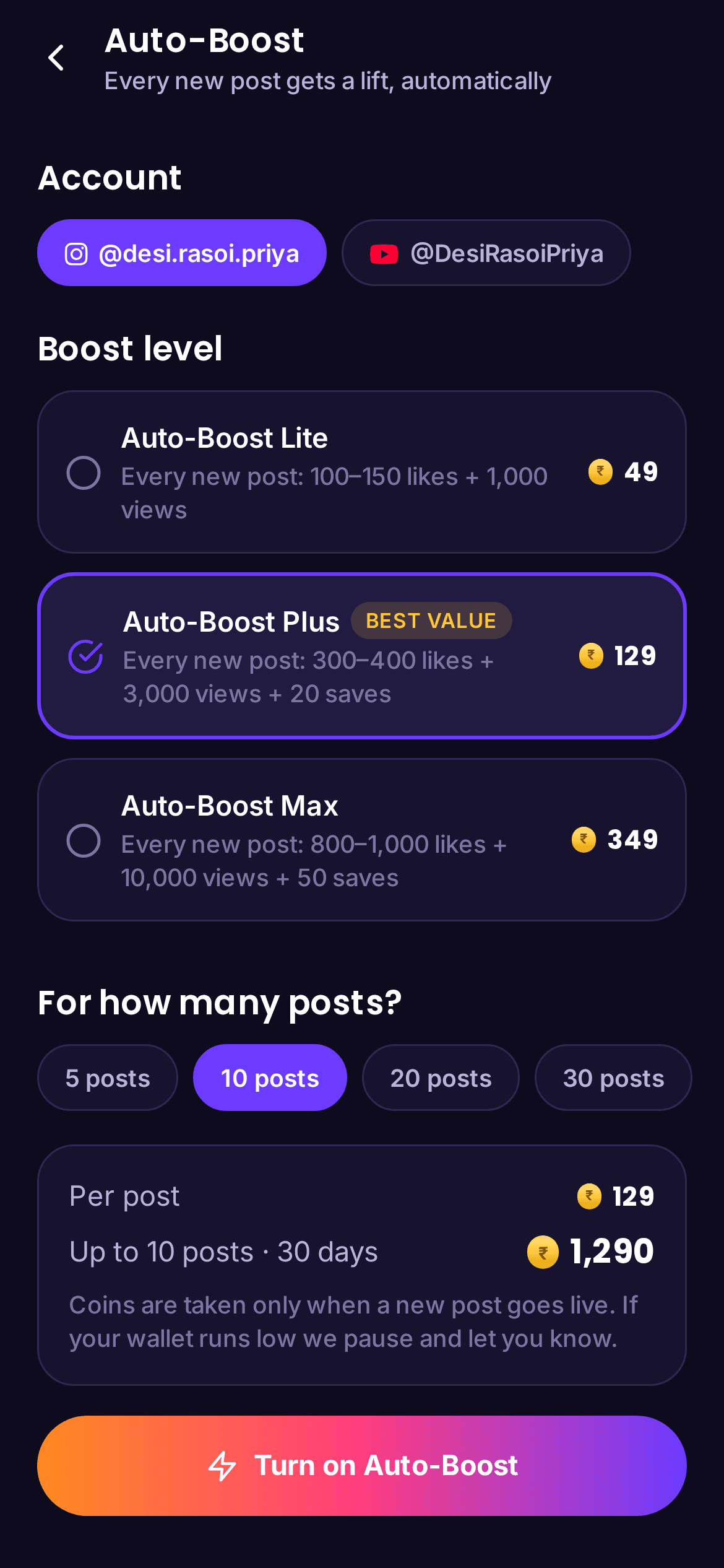 Auto-Boost setup
